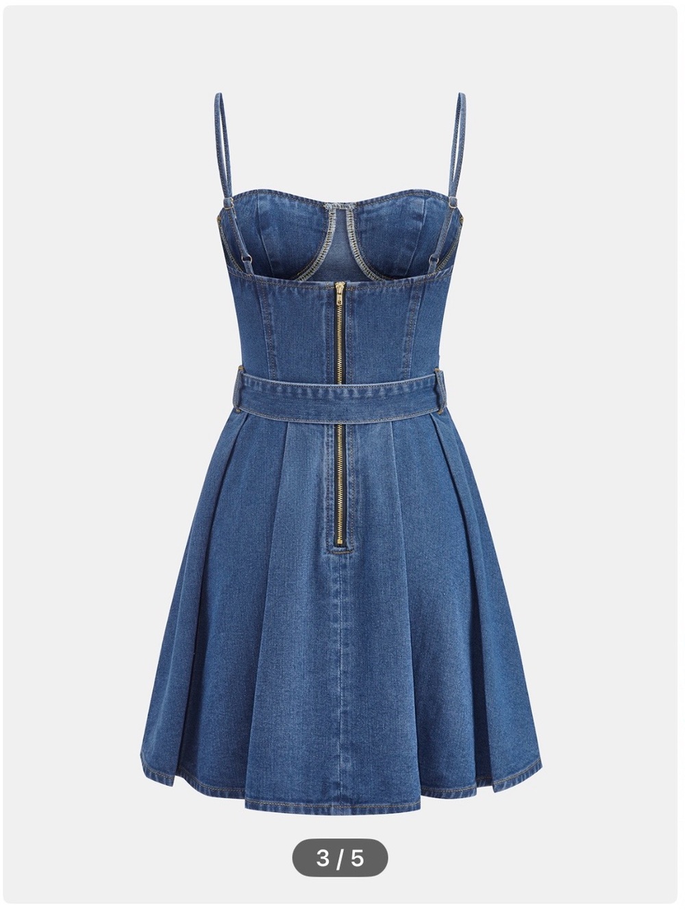 Country Concert Ready!! Denim Fit-and-Flare Mini Dress with Belt - Picture 2 of 5